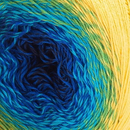 2 Skein/Pack Yarnart Flowers Gradient Yarn, Each Ball 8.8 Oz (250gr) / 1094 Yards (1000m), 55% Cotton 45% Acrylic, Superfine Fingering Weight for Knitting and Crochet, 304 - Yellow Green Blue