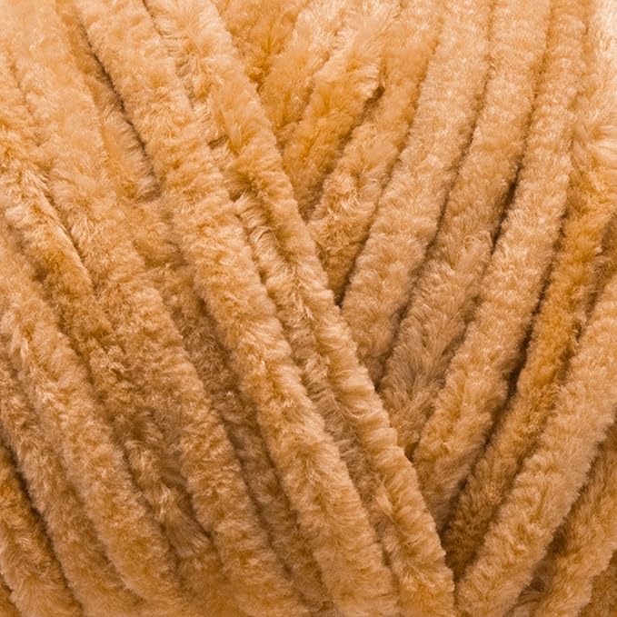 Estako Velvet (3- Skeins Pack) Chenille Blanket amigurumi Yarn for Crocheting and Knitting Super Bulky 3x100 gr (3x132 yds) (1750 - Honey Foam)