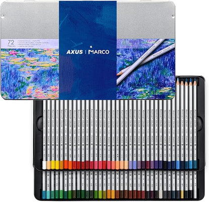 AXUS MARCO Oil Colored Pencils Sets For Adults Colour Pencils in Iron Box Ideal for Sketching, Illustrations, Doodling & Design Great for Art Lovers & Pros. (RAFFINÉ 7100 Series-72 Colors)
