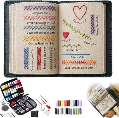 2026 Embroidery Stitch Book Kit – 106 Patterns Sampler & Tutorials, Portable Stitch Book Embroidery Kit for Beginners, All-in-One Embroidery book of Stitches Practice Set with Tools for DIY Craft