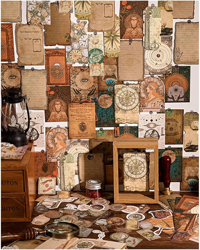 100PCS Vintage Journaling Scrapbooking Supplies Ephemera Pack for Junk Journal Planners Decoupage Paper Scrapbook Stickers Aesthetic Cottagecore Collage Craft Album (Astronomy)