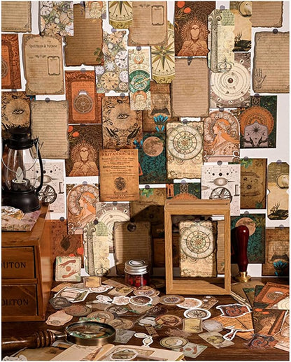100PCS Vintage Journaling Scrapbooking Supplies Ephemera Pack for Junk Journal Planners Decoupage Paper Scrapbook Stickers Aesthetic Cottagecore Collage Craft Album (Astronomy)