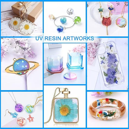 KISREL UV Resin 300g - Upgraded UV Resin Kit, Hard Type Crystal Clear Ultraviolet Curing UV Epoxy Resin for Craft Jewelry Making