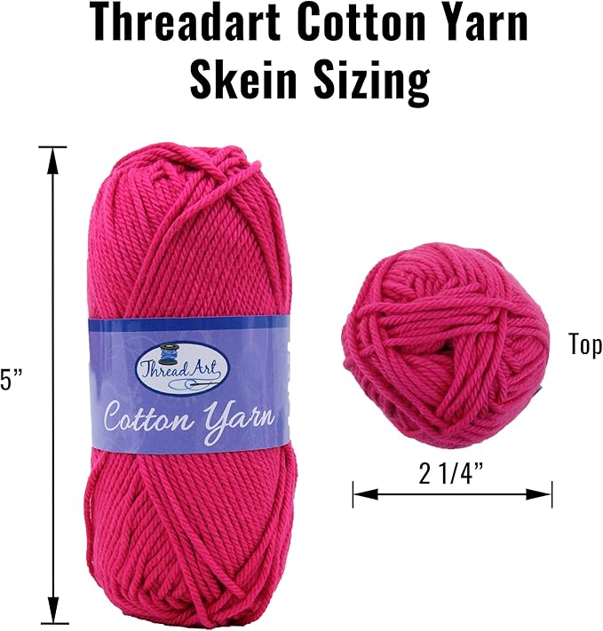 Threadart Crochet 100% Pure Cotton Yarn Set | Soft Pastel Colors | Pack of 4 Skeins Each 50 Grams | Worsted Medium #4 Yarn | 85 yds per Skein