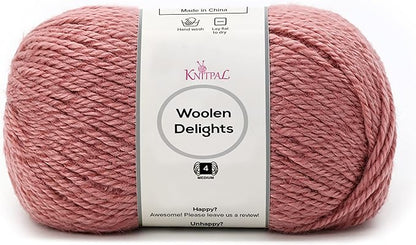 Woolen Delights Soft Wool Yarn for Crocheting, 3-Pack (522Yds / 300G), Free Patterns - #4 Medium Aran/Heavy Worsted Weight Wool Yarn for Knitting - Watermelon Pink