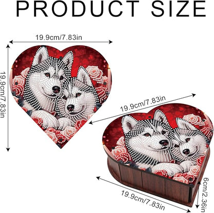 DIY Diamond Painting Kit Storage Box, Loving Dogs Diamond Decorative Craft Heart Shaped Kit, Desktop Item Storage, Multifunctional Creative Craft Gift
