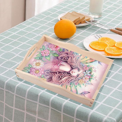JZHYOAN Diamond Painting Trays for Adults, DIY Art Fruit Platters Entertaining Breakfast Coffee Table Home Decoration, Special Creative Design, Large Serving Platte for Living Room Dining