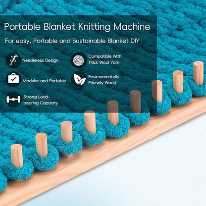 LITURTOO Chunky Blanket Loom - Loom for DIY Throw Blankets, Adjustable Size Hand Knitting Yarn Chunky,No Needles Required,Beginner Friendly Yarn Craft (46")