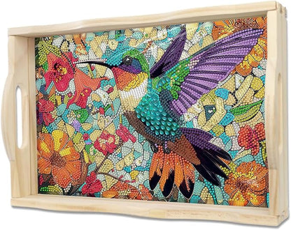EWJRNSF Diamond Art Kits for Adults Wooden Serving Trays with Handles, 5D Diamond Painting Big Gem Arts and Craft Gifts Trays Decor Gift Home Decor (CP040-1)