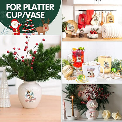 24 Sheets Vintage Christmas Rub On Transfers for Crafts, Rub On Transfers Christmas for Wood，Furniture Decals, Glass, Porcelain, Leather, Canvas, Fabric Projects,3 * 3inch(Vintage Christmas)