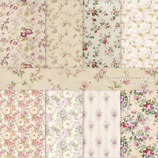 Scrapbook Paper,16 Sheets 5.8x5.8 Inch Vintage Floral Style Scrapbook Supplies,Single-Sided Vivid Origami Decoupage Paper for DIY Crafts, Card Making, Art Journaling
