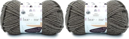 Lion Brand Hue + Me Yarn for Knitting, Crocheting, and Crafting, Bulky and Thick, Soft Acrylic and Wool Yarn, Terra, (2-Pack)