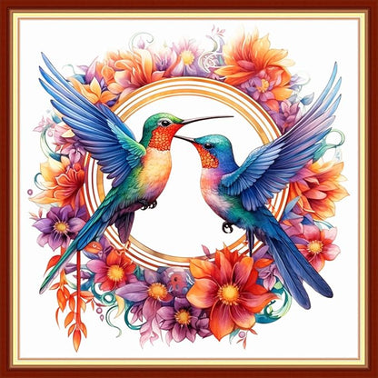 Dooxvey Cross Stitch Kits for Adults Stamped Full Range of Embroidery Starter Kits for Beginners 11CT Printed Cross Stitch Patterns Needlepoint Kits Stamped Crossstitching-Hummingbird 18x18 inch