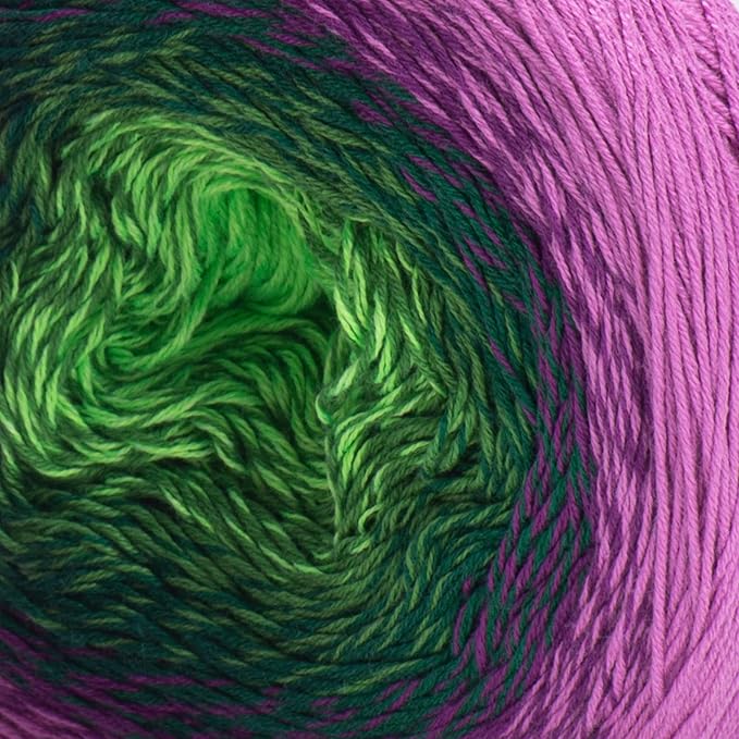 2 Skein/Pack Yarnart Flowers Gradient Yarn, Each Ball 8.8 Oz (250gr) / 1094 Yards (1000m), 55% Cotton 45% Acrylic, Superfine Fingering Weight for Knitting and Crochet, 313 - Pink Green