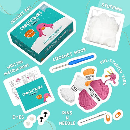 Penguin Crochet Kit | for Beginners, Couples, Date Night, Teens, Adults, Anime, & Animal Lovers | DIY Gift Kit | Instructions, Yarn, Hook, Pattern, Video & Written Tutorial | Arts & Crafts for Adults