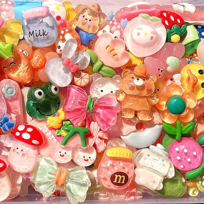 120 Pcs Random Slime Charms Bulk DIY Craft Making Making Kit, Resin Flat Back Slime Making Supplies for DIY Scrapbooking Crafts