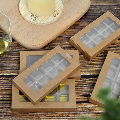 50 Pcs Wax Melt Molds with Boxes Gift Boxes for Wax Melts Wax Melt Boxes Crystal Clear Wax Melt Molds Wax Melts Containers for Wax Cubes Wax Tarts Wax Block