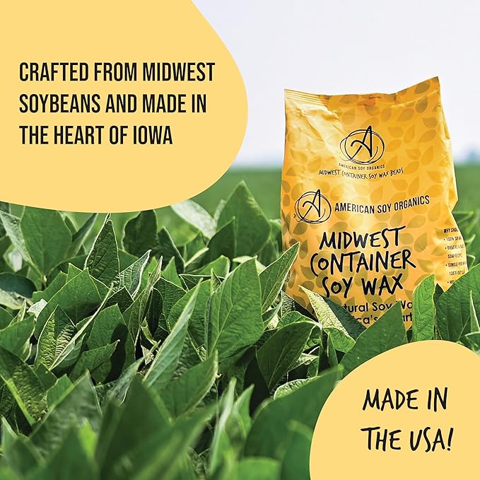American Soy Organics 100% Midwest Soy Wax Beads for Candle Making - Natural Candle Making Supplies - Paraffin-Free, Beeswax-Free Candle Wax for Container Candles, Tealights and Wax Melts, 5 lbs