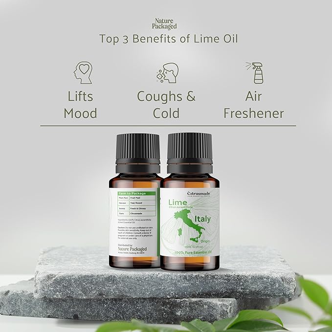 Nature Packaged Lime Essential Oil - Direct from Citrusmade in Sicily- Pure Essential Oils for Diffusers and Aromatherapy in The Mediterranean - 100% Pure Therapeutic Grade (22lbs)