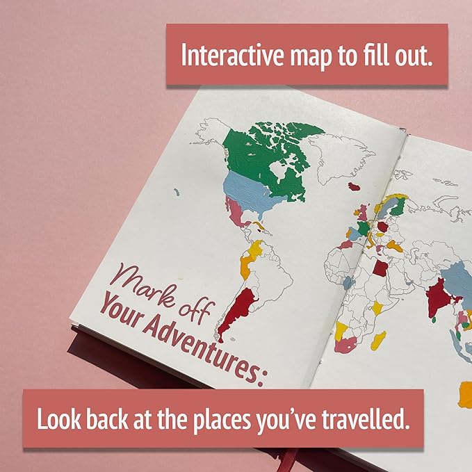 gateway22 Travel Journal Couples Edition - Travel Memory Book, Trip Diary, Photo Album - 136pgs, 15 Trips. Includes Photo Corner Stickers. In Gift Sleeve. Travel Gift for Women and Men - A5 Red