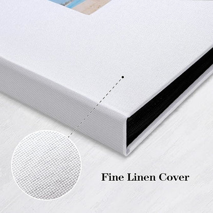 Mublalbum 2 Pack Small 5x7 Photo Album Linen Cover with Display Window Mini Picture Book Each Holds 52 Vertical Pockets for Artwork Postcards or Pictures Storage (White)