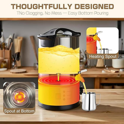 GKFF Wax Melter for Candle Making,4.4L (7 lbs) Extra Large Electric Melting Pot for Soap,Lotion & Body Butter Making,with Temperature Control and Quick Pour Spout,Ideal for Home Candle & Craft Makers