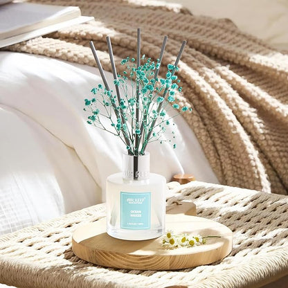 Airkeep Reed Diffuser Set,3.38 fl oz (100 ml) - Ocean Breeze Oil Diffusers with 8 Reed Sticks, Home Fragrance Reed Diffuser for Bathroom Shelf Decor