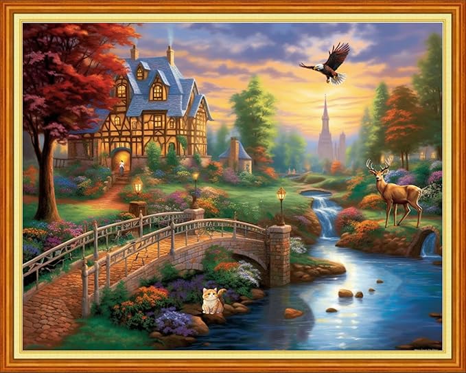 Findvoor Stamped Cross Stitch Kits for Beginner Embroidery Kits for Beginners Adults DIY 11CT Cross Stitch Patterns Needlepoint Kits Crossstitching Kits-Fairy Tale World 16x20 inch