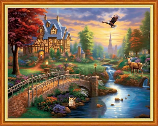 Findvoor Stamped Cross Stitch Kits for Beginner Embroidery Kits for Beginners Adults DIY 11CT Cross Stitch Patterns Needlepoint Kits Crossstitching Kits-Fairy Tale World 16x20 inch