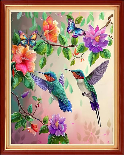 Artvxeay Stamped Cross Stitch Kits | Embroidery Kits for Beginners Craft Kit Needlepoint for Adults Supplies DIY 11CT- (Hummingbird Flowers 16x20 inch)