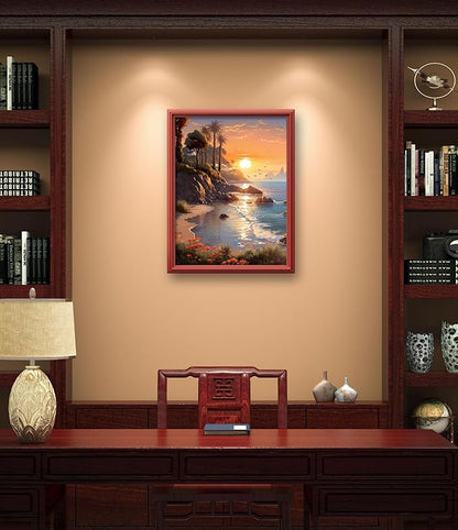 Leczany Cross Stitch Stamped Kit for Beginner - Beautiful Seaside | DIY Embroidery Starter Patterns Craft Kit Needlepoint for Adults | 11CT, 3 Strands | 13x16.9 inches