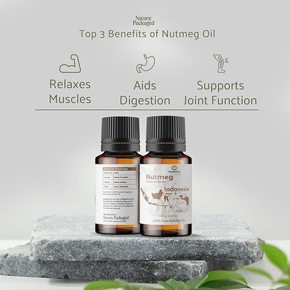 Nature Packaged Nutmeg Essential Oil - Direct from Central Java, Indonesia - Pure Essential Oils for Diffusers, Muscle Relief and Aromatherapy | Premium Therapeutic Grade (2lbs)