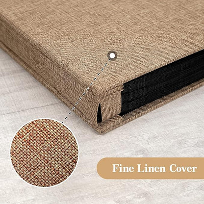 potricher Small Photo Album 4x6 200 Photos Linen Cover Picture Photo Book for Family Wedding Anniversary Baby Vacation (Khaki,200 Pockets)