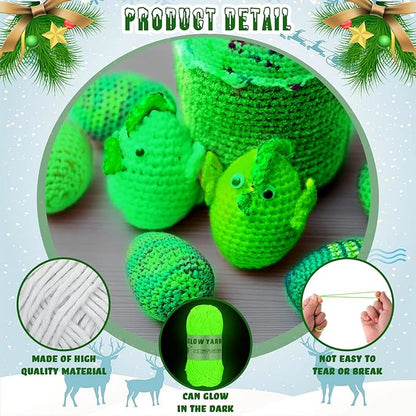 15 Rolls Glow in The Dark Yarn Luminous Knitting Crochet Yarn for Crocheting DIY Arts Glow in The Dark Party Supplies for DIY Arts Crafts Sewing, 820 yd Roll(Bright Color)
