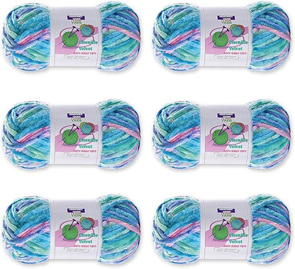 6 Skeins Velvet Chunky Yarn, Chenille for Crocheting and Hand Knitting, Blanket for Making Scarves and Knitting Projects - Amigurumi Crochet Yarns (6×3.5oz, 6×87.5yds)