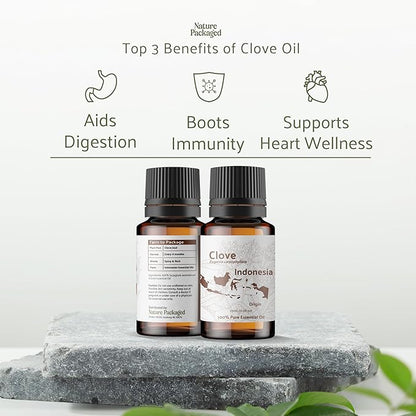 Nature Packaged Clove Essential Oil - 100% Pure Steam Distilled Natural Aceite de Clavo from Indonesia for Aromatherapy & Wellness - Premium Grade (8oz)