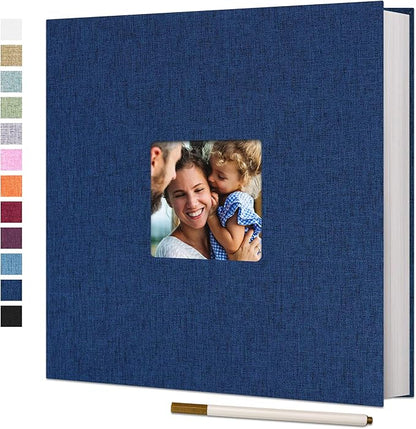 Vienrose Large Photo Album Self Adhesive for 4x6 8x10 Pictures Linen Scrapbook Album DIY 40 Blank Pages with A Metallic Pen