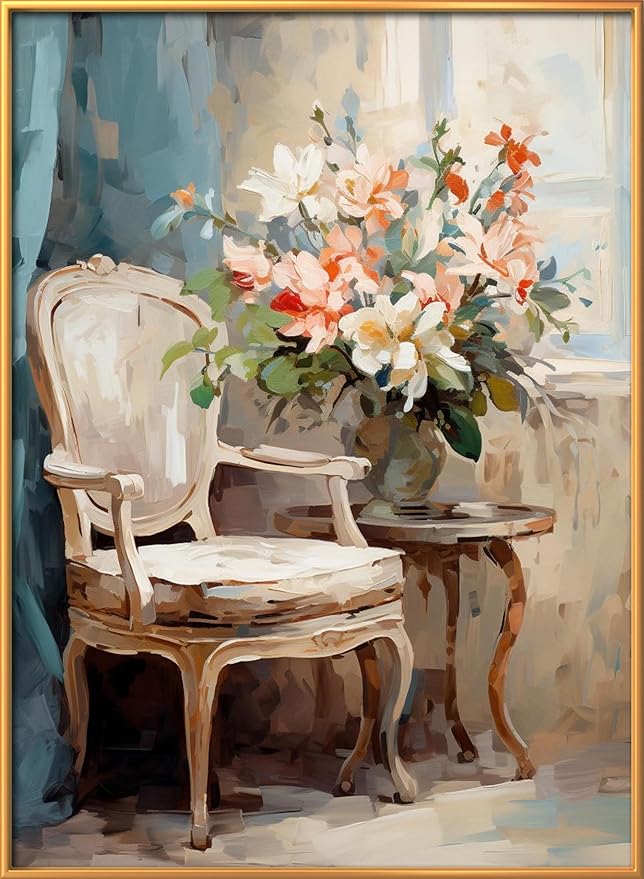Leczany Cross Stitch Stamped Kit for Beginner - Flowers and Stools | DIY Embroidery Starter Patterns Craft Kit Needlepoint for Adults | 11CT, 3 Strands | 13x17.7 inches