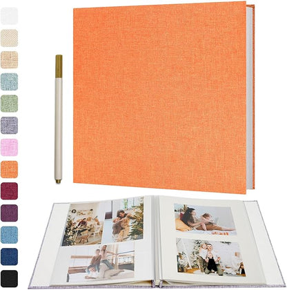 Vienrose Large Photo Album Self Adhesive for 4x6 5x7 8x10 Pictures Scrapbook Album DIY Scrap Book 40 Sticky Pages with A Metallic Pen Orange