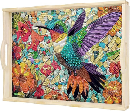 EWJRNSF Diamond Art Kits for Adults Wooden Serving Trays with Handles, 5D Diamond Painting Big Gem Arts and Craft Gifts Trays Decor Gift Home Decor (CP040-2)