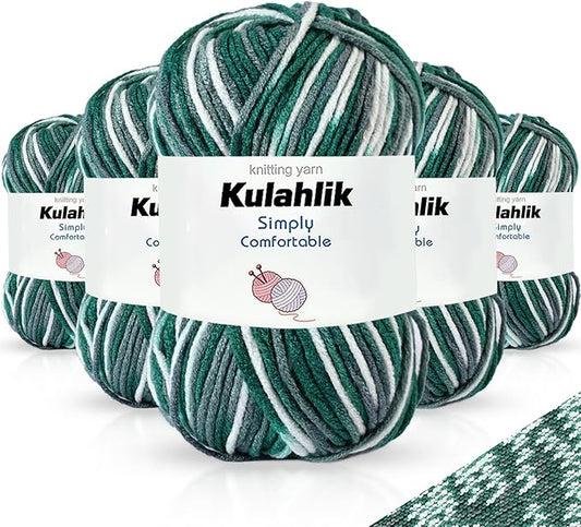 250g(5x50g) Acrylic Yarn for Crochet/Knitting, Colorful Gradient Yarn Thread, 5 Rolls Skeins, Perfect for Any Knitting Crochet and Crafts Mini Project