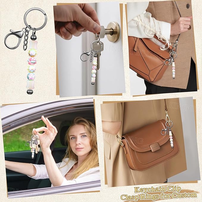 12 PCS Beadable Keychain Making Kit,Key Chain Keyrings for Jewelry Making,Car Bag Purse Charms Key Chains Bulk Metal Blank Bars,DIY Supplies Christmas Gifts for Women Men Crafts Custom Projects Black