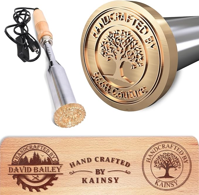 KAINSY Custom Electric Branding Iron for Wood, Personalized Logo Metal Branding Iron for Wood Burning Stamp Leather Food, Personalized Gifts for Weddings Party & Handcrafted Design(2Inches, 300W)