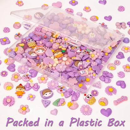 100Pcs Slime Charms, Mixed Cute Resin Charms Set for Scrapbooking, Phone Cases, Hair Accessories, Fake Candy Decor, Crafting Embellishments & DIY Keychains
