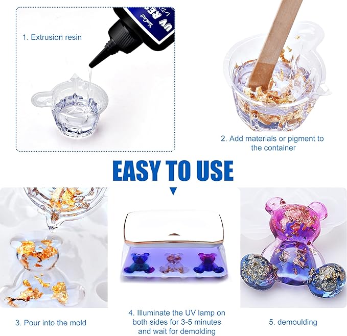 UV Resin - 2000g Crystal Clear UV Curing Resin, Low Odor Hard Type Ultraviolet Cure Resins for DIY Jewelry Making, Crafts, Painting - Transparent Bubbles Free Epoxy for Casting, Statue