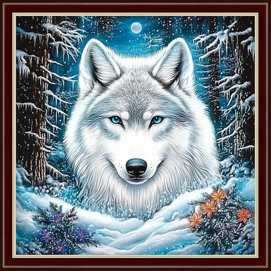 Dimensean Stamped Cross Stitch Kits Full Range of Embroidery Patterns Starter Kits for Beginners Adult DIY Cross Stitches Needlepoint Kits 11CT-Forest Abstract Wolf 18x18 inch