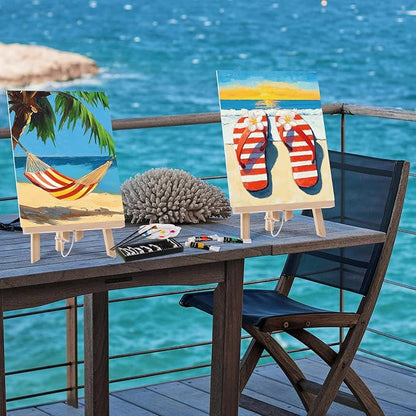 Cholemy 36 Pcs Valentine Paint and Sip Kit for Adults 8''x10'' Pre Drawn Canvas for Painting DIY Afro Acrylic Painting Kit Wood Easel Brushes Date Night Bulk for Party Gifts(Hawaii)