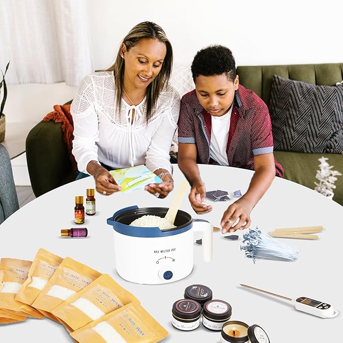 KQU Candle Making Kit for Candles, Home DIY Candle Wax Kit with Glass Jars for Adult, Candle Maker Kit with Wax Melter for Art & Craft