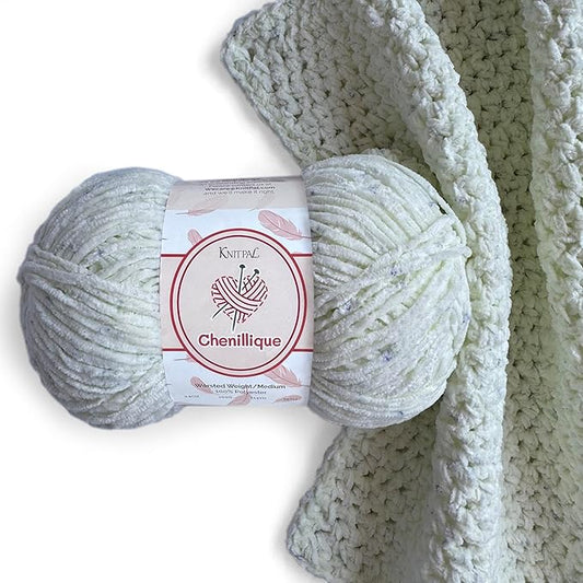 Chenillique Velvet Chenille Yarn for Crocheting, 4-Pack (856Yds / 400G), Free Patterns, Beginners Friendly - Soft Baby Yarn for Knitting Baby Blanket - #4 Medium Worsted Weight - Creamy Delight