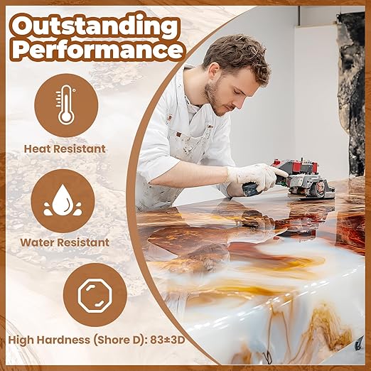 LEEYA RESIN Epoxy Resin Kit 32OZ, Table Top Epoxy Resin Crystal Clear, Ultra-Gloss, Self-Leveling Resina Epoxica for River Table, Countertop, Arts & Crafts, Woodwork, Jewelry 1:1 Mix(16 oz*2)